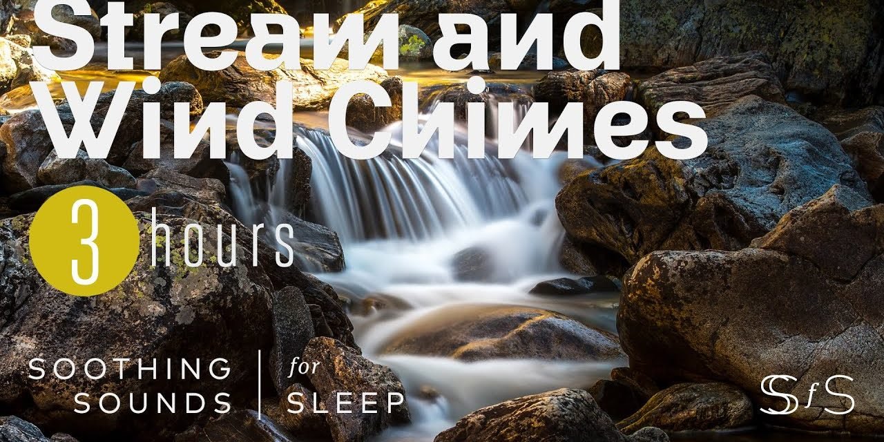 Calming Stream and Wind Chimes | Black Screen | 3 Hours | Relax | Soothing Sounds for Sleep