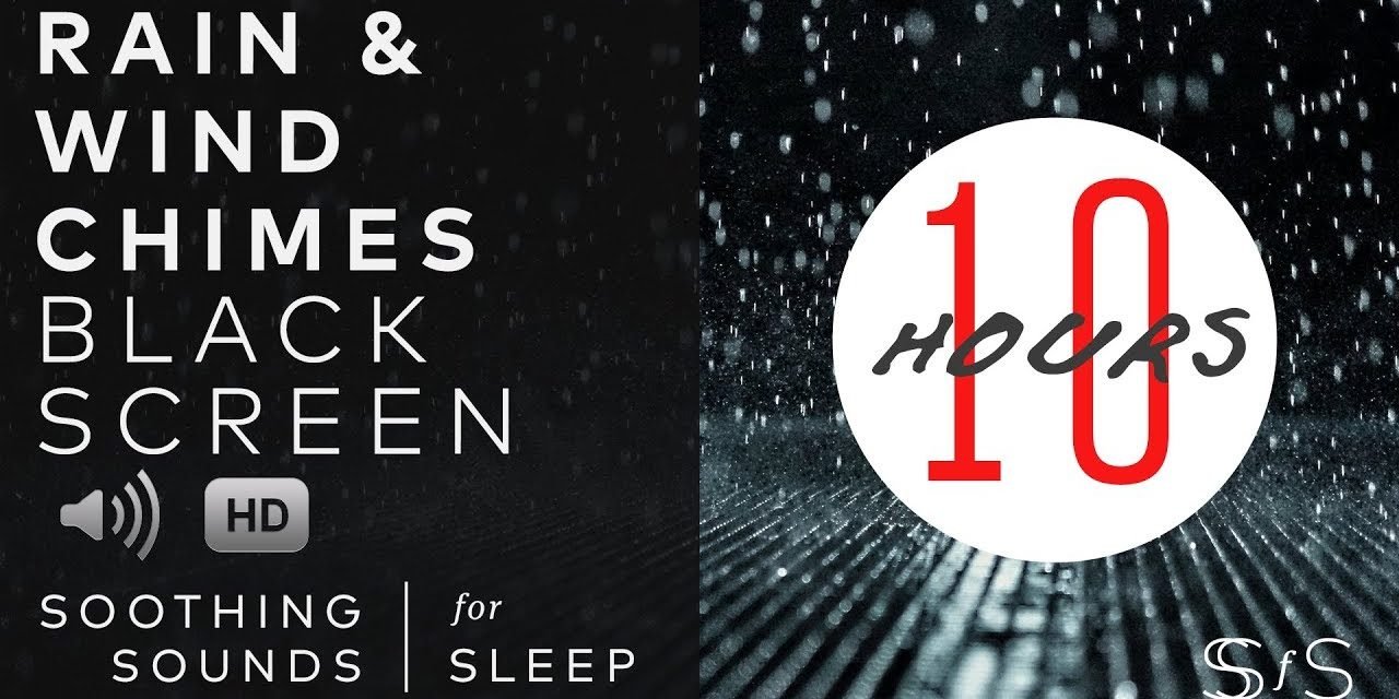 Rain & Light Wind Chimes  | 10 hours | Black Screen | Relax | Sleep | Study Sounds