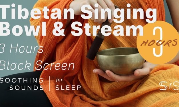 Tibetan Singing Bowl & Stream | 3 Hours | Dark Screen