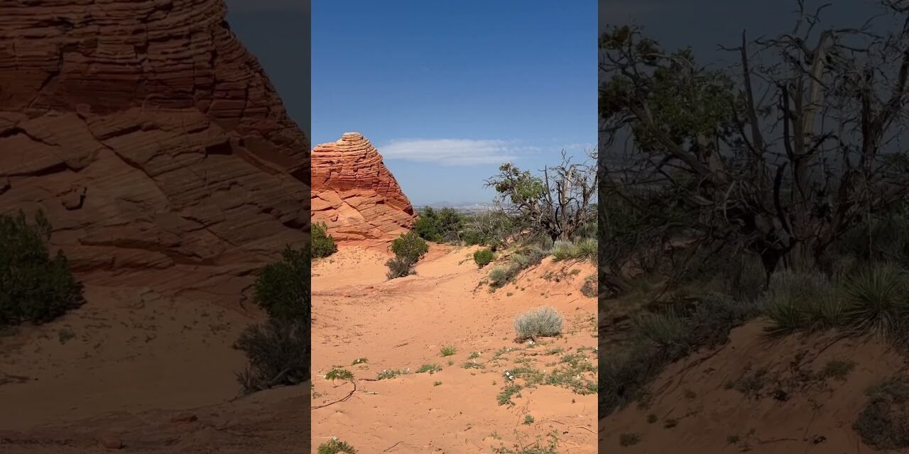 Interesting rock formation and gentle breeze white noise