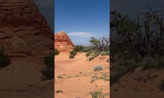 Interesting rock formation and gentle breeze white noise